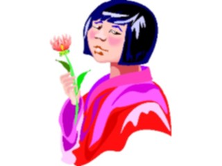 Sticker Custom Preview Image #080321 International Japan General Womanwith Flower