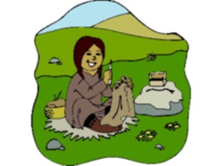 Sticker Custom Preview Image #080785 International People Cartoons Woman Sewing