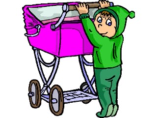 Sticker Custom Preview Image #082972 Kids Stuff Images Boy Pushing Carriage