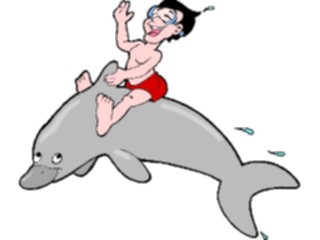 Sticker Custom Preview Image #082991 Kids Stuff Images Boy Riding Dolphin