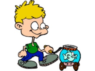 Sticker Custom Preview Image #083073 Kids Stuff Images Boy Walking Fish