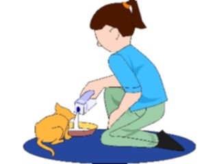 Sticker Custom Preview Image #083424 Kids Stuff Images Girl Feeding Cat