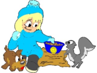 Sticker Custom Preview Image #083427 Kids Stuff Images Girl Feeding Squirrel1