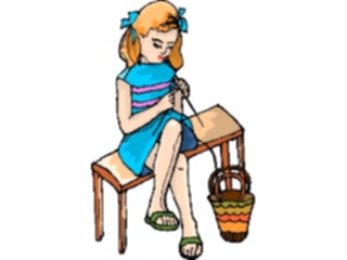 Sticker Custom Preview Image #083559 Kids Stuff Images Girl Knitting