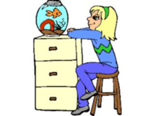 Sticker Custom Preview Image #083565 Kids Stuff Images Girl Lookingat Goldfish