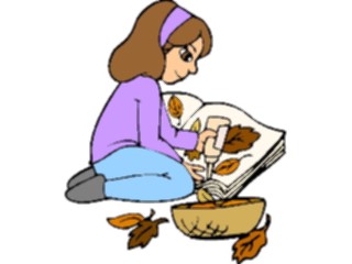 Sticker Custom Preview Image #083570 Kids Stuff Images Girl Making Leaf Book