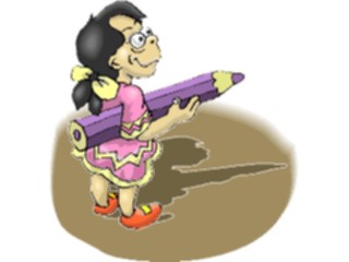 Sticker Custom Preview Image #083769 Kids Stuff Images Girlwith Giant Pencil