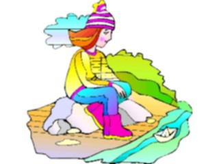 Sticker Custom Preview Image #083786 Kids Stuff Images Girlwith Paper Boat