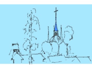 Sticker Custom Preview Image #084894 Landscapes Landscapes Church Sketch