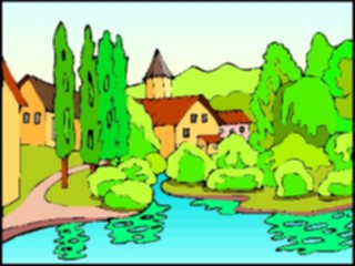 Sticker Custom Preview Image #085561 Landscapes Landscapes Townby Stream