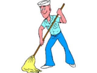 Sticker Custom Preview Image #088846 Military Cartoons Sailor Swabbing Deck