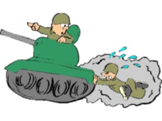 Sticker Custom Preview Image #088963 Military Cartoons Soldier Pushing Tank