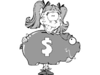 Sticker Custom Preview Image #090010 Money Cartoons Girlwith Piggy Bank