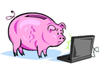 Sticker Custom Preview Image #090192 Money Cartoons Piggy Bank Laptop