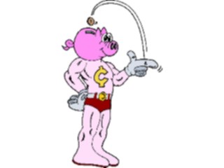 Sticker Custom Preview Image #090194 Money Cartoons Piggy Bank Super Hero