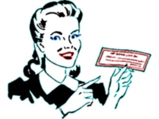 Sticker Custom Preview Image #090285 Money Cartoons Woman Holding Check