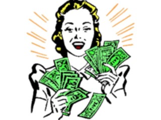 Sticker Custom Preview Image #090286 Money Cartoons Woman Holding Money1