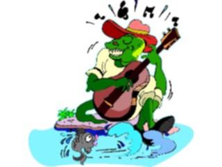 Sticker Custom Preview Image #092160 Music Musicians Guitarist Dinosaur