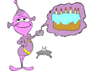 Sticker Custom Preview Image #092608 Occasions Birthdays Alienwith Cake3