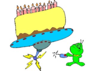 Sticker Custom Preview Image #092734 Occasions Birthdays Cakeon Space Ship1