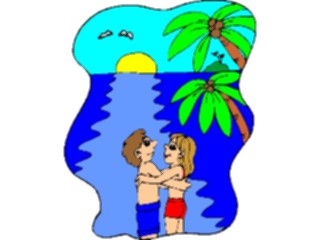 Sticker Custom Preview Image #095188 Outdoor Recreation Beach Water Couple Watching Sunset