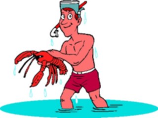 Sticker Custom Preview Image #095603 Outdoor Recreation Beach Water Snorkeler Holding Lobster