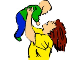 Sticker Custom Preview Image #097759 People Brush Stroke Mother Holding Child