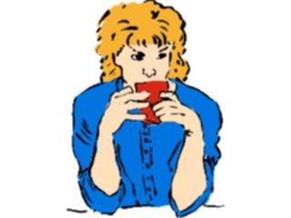 Sticker Custom Preview Image #097772 People Brush Stroke Woman Drinking Coffee