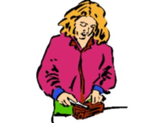 Sticker Custom Preview Image #097794 People Brush Stroke Woman Slicing Bread