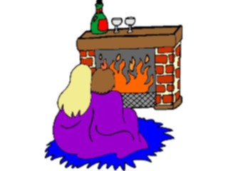 Sticker Custom Preview Image #098306 People Cartoons Coupleby Fireplace