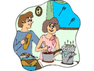 Sticker Custom Preview Image #098307 People Cartoons Couple Cooking Dinner