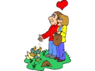 Sticker Custom Preview Image #098316 People Cartoons Couple Feeding Ducks