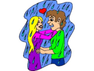 Sticker Custom Preview Image #098325 People Cartoons Couplein Rain3