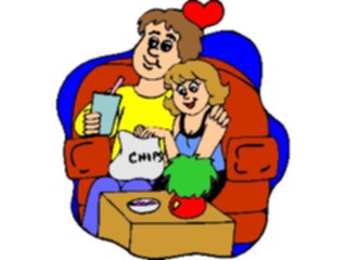 Sticker Custom Preview Image #098339 People Cartoons Couple Watching T V