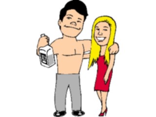 Sticker Custom Preview Image #098340 People Cartoons Couplewith Drink