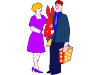 Sticker Custom Preview Image #098341 People Cartoons Couplewith Stuffed Toy