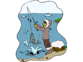 Sticker Custom Preview Image #098429 People Cartoons Eskimo Catching Fish