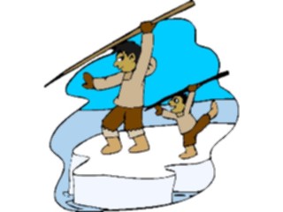 Sticker Custom Preview Image #098439 People Cartoons Eskimo Father Son Hunting