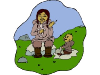 Sticker Custom Preview Image #098461 People Cartoons Eskimo Mother Son