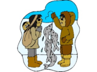 Sticker Custom Preview Image #098467 People Cartoons Eskimo Showing Fish