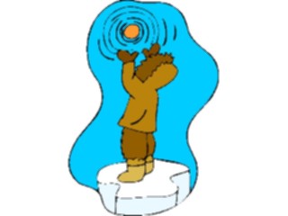 Sticker Custom Preview Image #098470 People Cartoons Eskimo Warming Hands