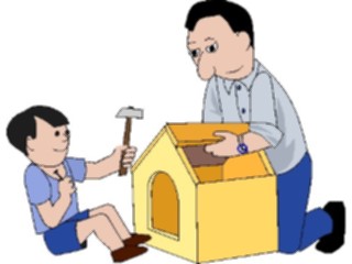 Sticker Custom Preview Image #098553 People Cartoons Father Son Building