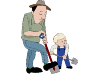 Sticker Custom Preview Image #098554 People Cartoons Father Son Digging