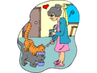 Sticker Custom Preview Image #098564 People Cartoons Feeding Cats