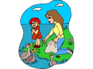 Sticker Custom Preview Image #098565 People Cartoons Feeding Ducks