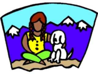 Sticker Custom Preview Image #098645 People Cartoons Girlwith Dog