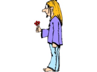 Sticker Custom Preview Image #098759 People Cartoons Hippie Manwith Flower