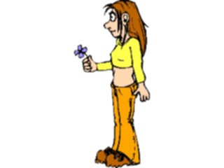 Sticker Custom Preview Image #098765 People Cartoons Hippie Womanwith Flower