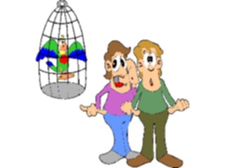 Sticker Custom Preview Image #099314 People Cartoons Men Talking About Parrot