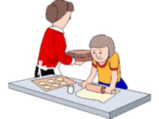 Sticker Custom Preview Image #099364 People Cartoons Mother Daughter Baking